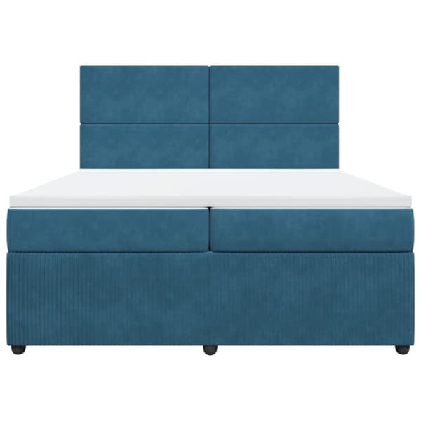 Ramsäng med madrass mörkblå 200x200 cm sammet