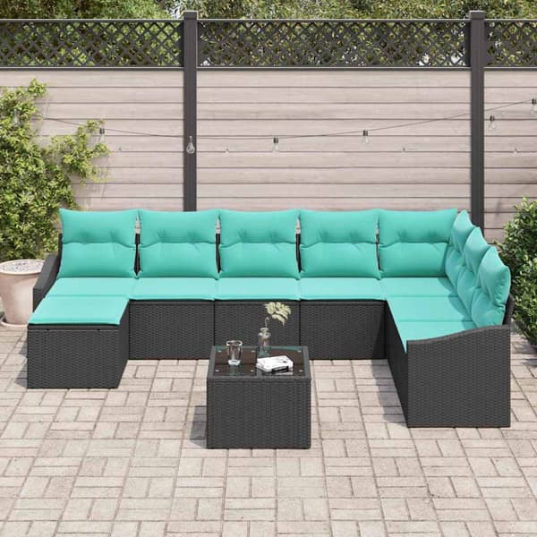 Soffset med kudde 9 pcs Svart konstrotting