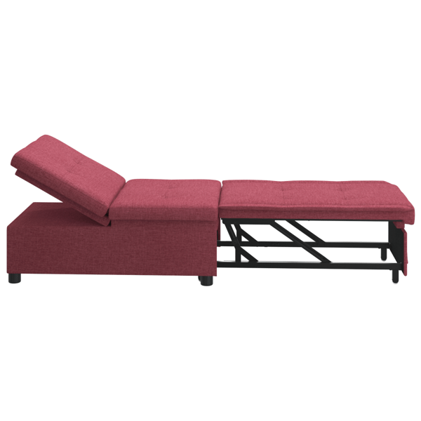 Pull Out Sofa Bed Vinröd 194 x 50 x 82 cm tyg