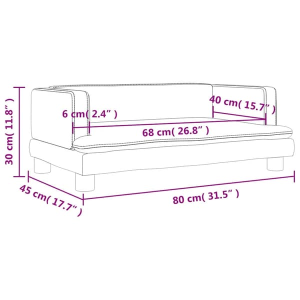 Barnsoffa rosa 80x45x30 cm sammet
