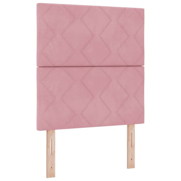 Bäddfjäder med huvudgavel Rosa 200 x 80 cm Sammet