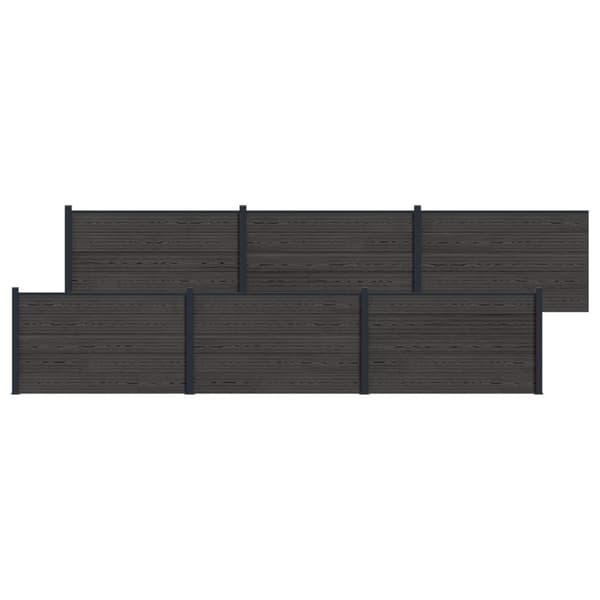 Stängselpanel 6 pcs WPC och aluminium Svart
