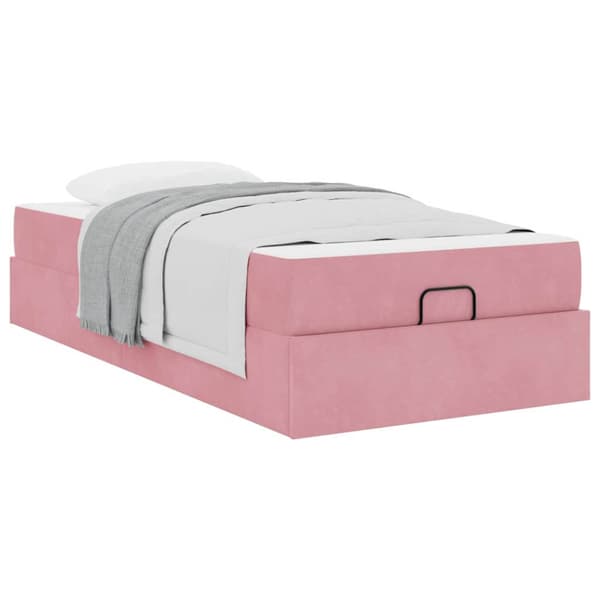 Sängram med madrass 2 pcs Rosa Sammet