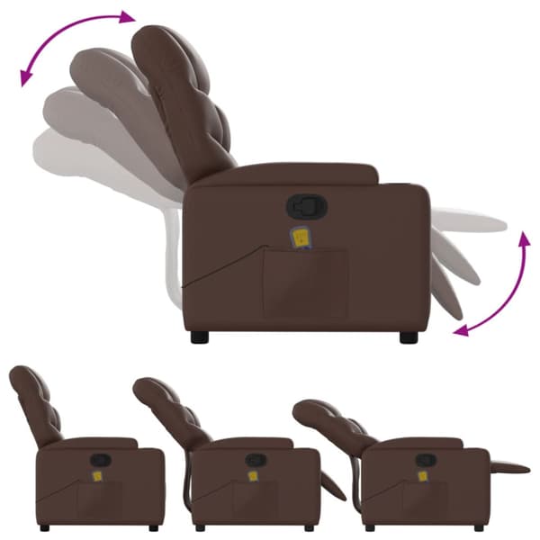 Massagefåtölj brun konstläder