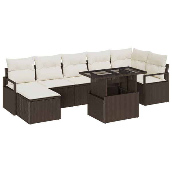 Trädgårdsoffset med lagring 8 pcs Brun Poly rattan