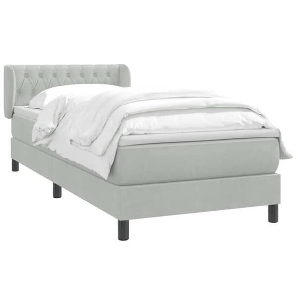 Ramsäng med madrass ljusgrå 80x220 cm sammet