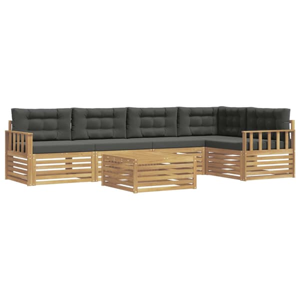 Utomhussoffset med kudde 6 pcs Vit och antracit Polyester