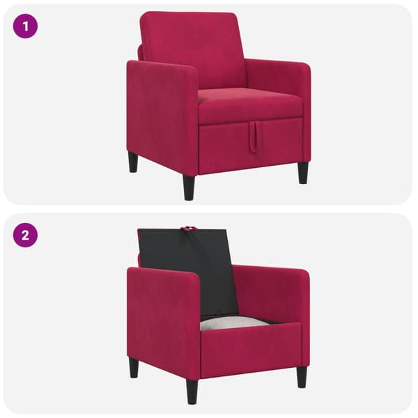 Soffa med förvaring Vinröd 72 x 78 x 87 cm Polyester