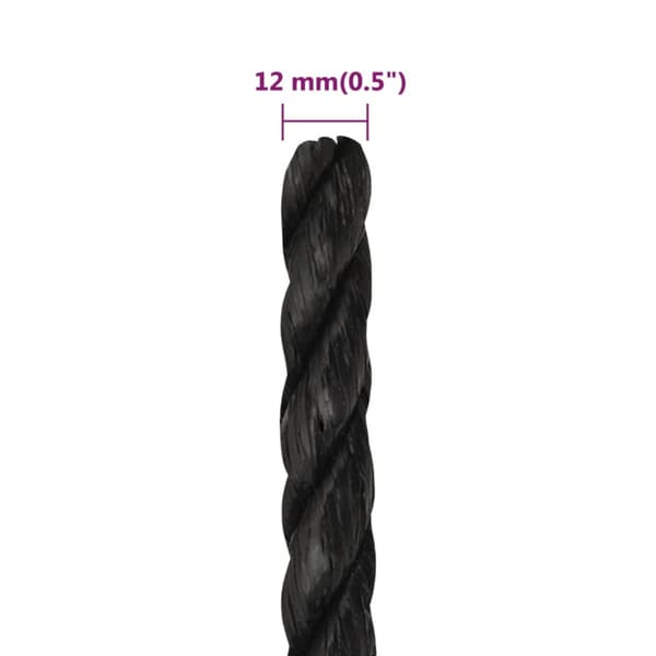 Rep svart 12 mm 250 m polypropylen