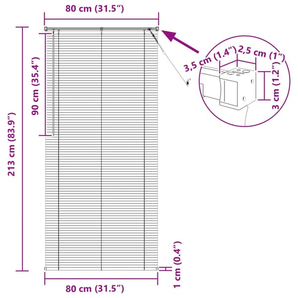 Persienn Vit 213 x 80 cm PVC
