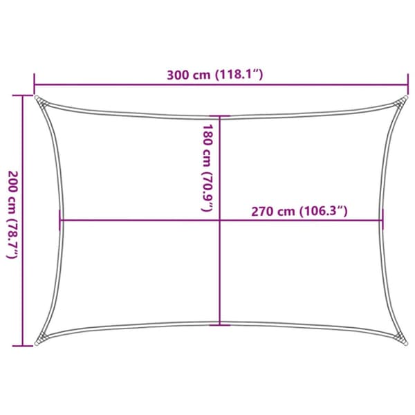 Solsegel 160 g/m² rektangulär ljusgrå 2x3 m HDPE