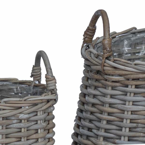 Planteringskorg med lagring 2 pcs Grå Lacak-rattan