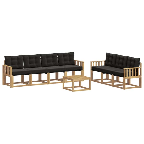 Utomhussoffset med kudde 8 pcs Vit och svart