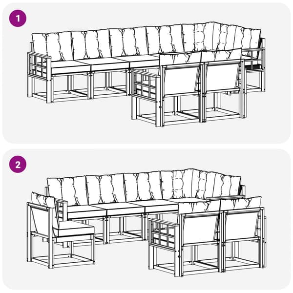 Utomhussoffset med kudde 8 pcs Vit och Beige