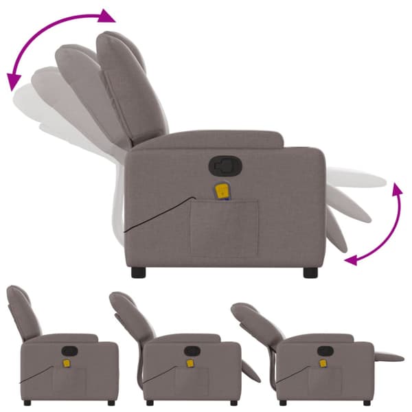 Massagefåtölj taupe tyg