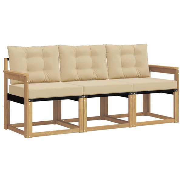 Utomhussoffset med kudde 3 pcs Vit och Beige