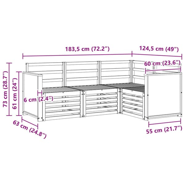 Soffgrupper 4 pcs Massivt Akaciaträ