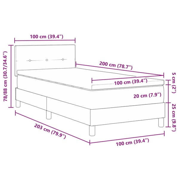 Bäddfjäder med madrass Mörkgrå 100 x 200 cm Sammet