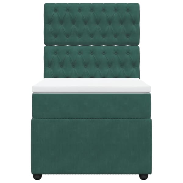 Ramsäng med madrass mörkgrön 90x190 cm sammet