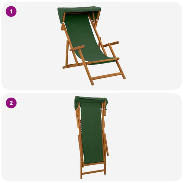 Deck Chair 2 st 3 Position Massiv Eukalyptus Trä Grön