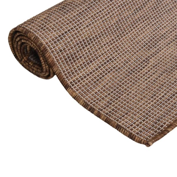 Utomhusmatta plattvävd 80x150 cm brun