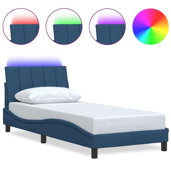 Bed Frame without Mattress "Hanko" Blue 90x200cm Fabric