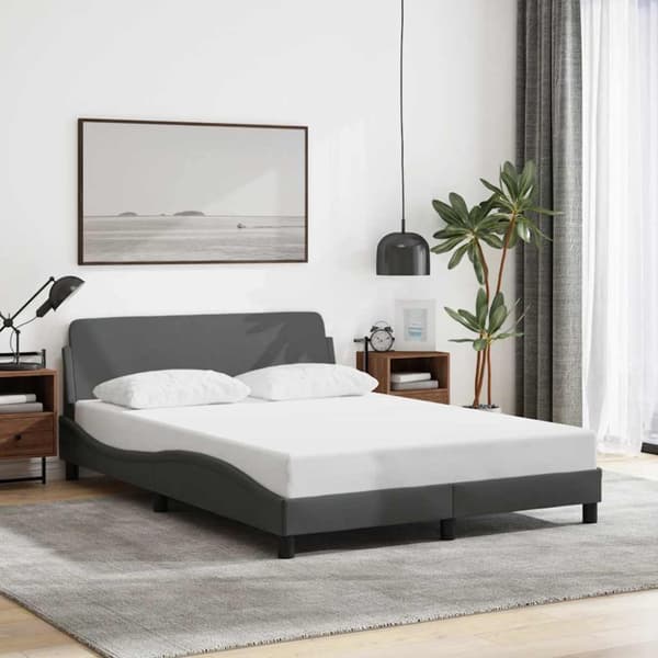 Bed Frame "Dover" Dark Grey 137x190 cm Fabric