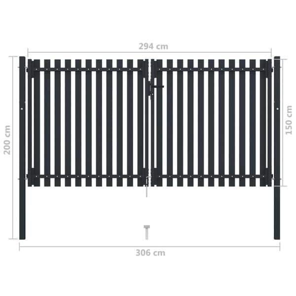 Dubbeldörrsgrind stål 300x150 cm antracit