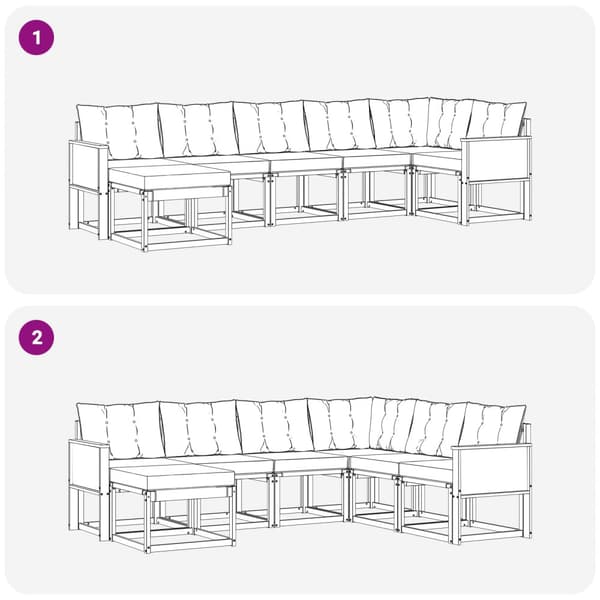 Utomhussoffset med kudde 7 pcs Naturlig och Beige