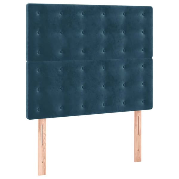 Ramsäng med madrass mörkblå 90x200 cm sammet