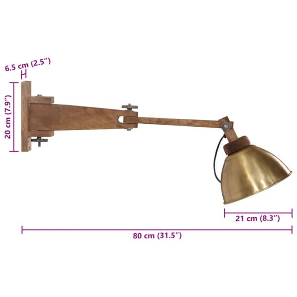 Vägglampa 25 W antik mässing E27