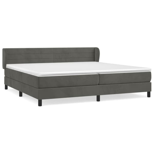 Ramsäng med madrass mörkgrå 200x200 cm sammet