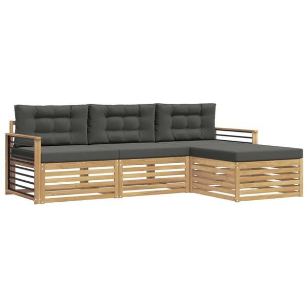 Utomhussoffset med kudde 4 pcs Vit och antracit Polyester