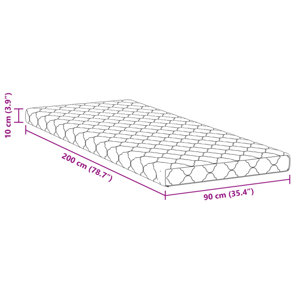 Madrass Vit 90 x 200 cm Jacquardtyg