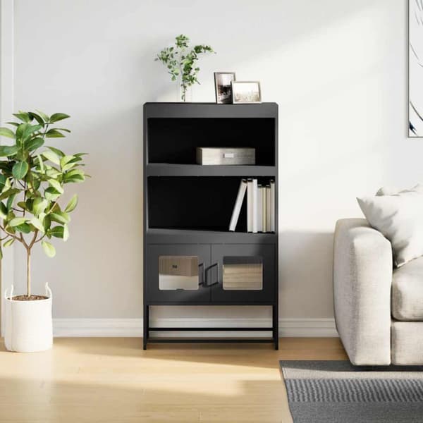 Highboard svart 68x39x123 cm stål