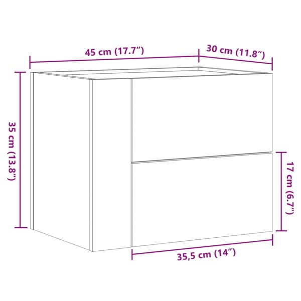 Väggmonterat sängbord vit 45x30x35 cm