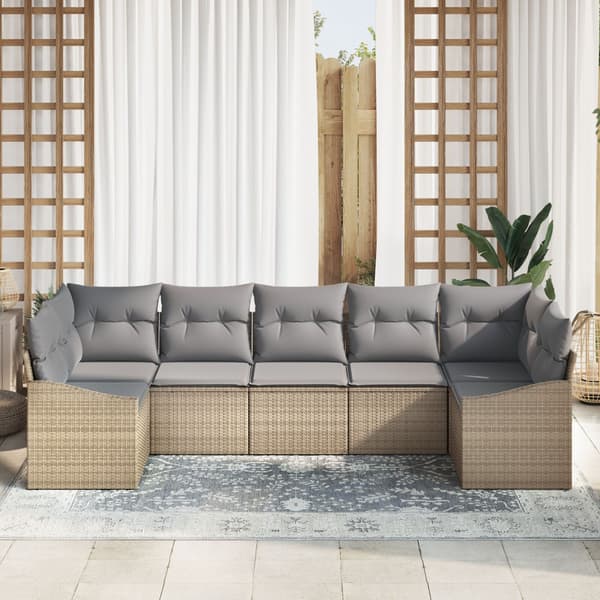 Trädgårdsoffset 7 pcs Beige och Ljusgrå konstrotting