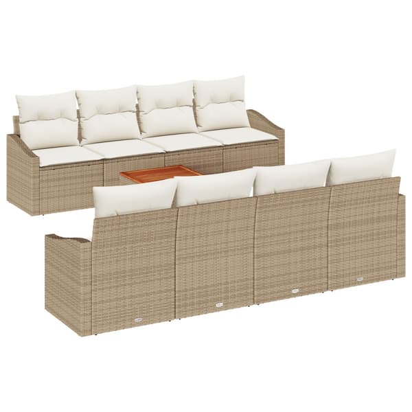 Trädgårdsoffset 9 st Beige och gräddfärgad konstrotting