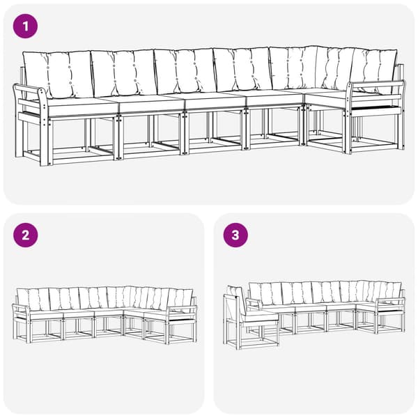 Utomhussoffset med kudde 6 pcs Vit och ljusgrå