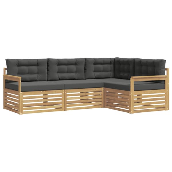 Utomhussoffset med kudde 5 pcs Vit och antracit Polyester