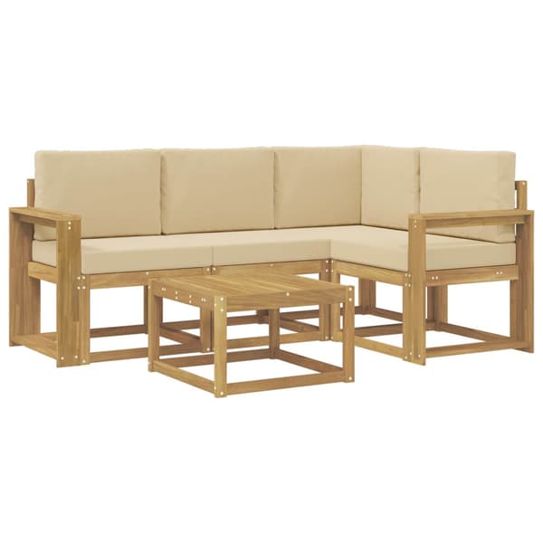 Utomhussoffset med kudde 5 pcs Vit och Beige