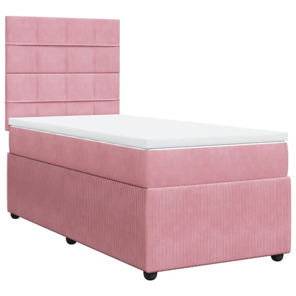 Ramsäng med madrass rosa 90x200 cm sammet