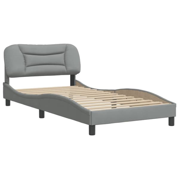 Bed Frame without Mattress "Hvar" Light Grey 100x200 cm Fabric