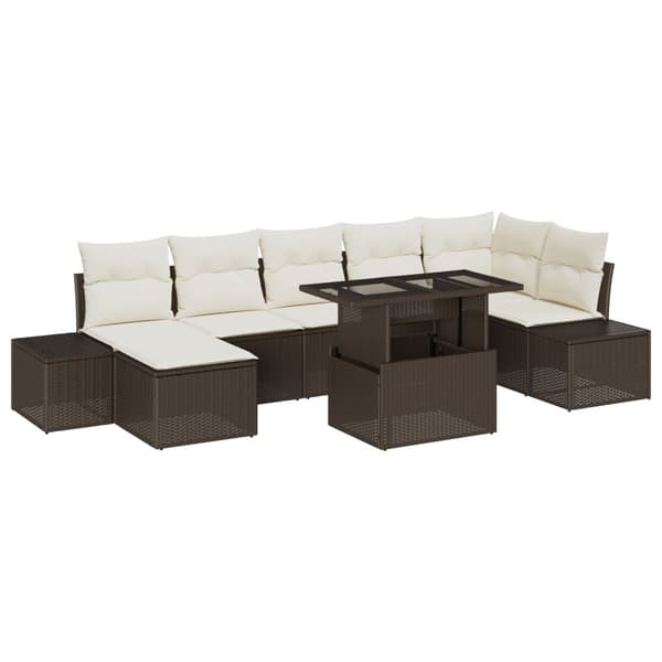 Trädgårdsoffset med lagring 8 pcs Brun Poly rattan