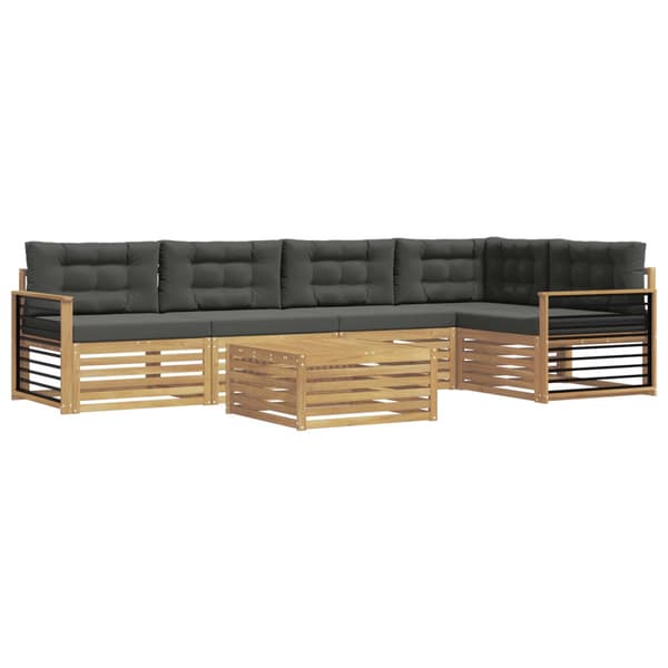 Utomhussoffset med kudde 6 pcs Vit och antracit Polyester