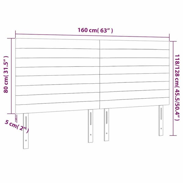 Sänggavel LED mörkblå 160x5x118/128 cm sammet