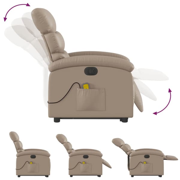 Elektrisk massagefåtölj cappuccino konstläder