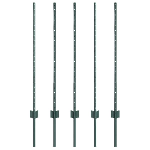 Stängselstolpe 5 pcs Grön 140 cm Stål