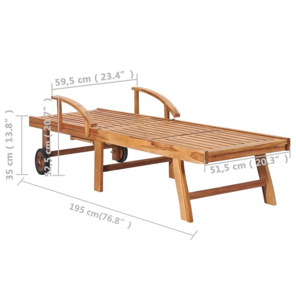 Solsäng 2 st med dyna massiv teak