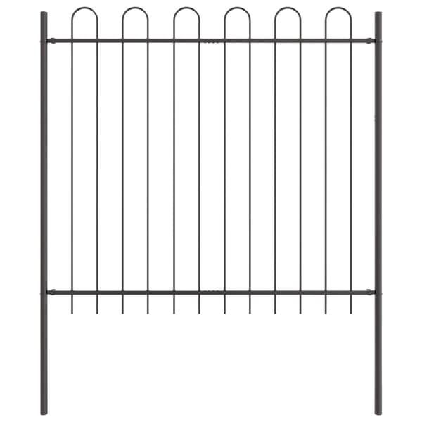 Trädgårdsstängsel 4 pcs Grå 6,8 x 1,5 m Pulverlackerad stål